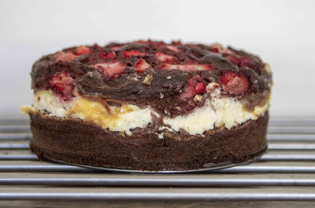 Brownies cheesecake s jahodami